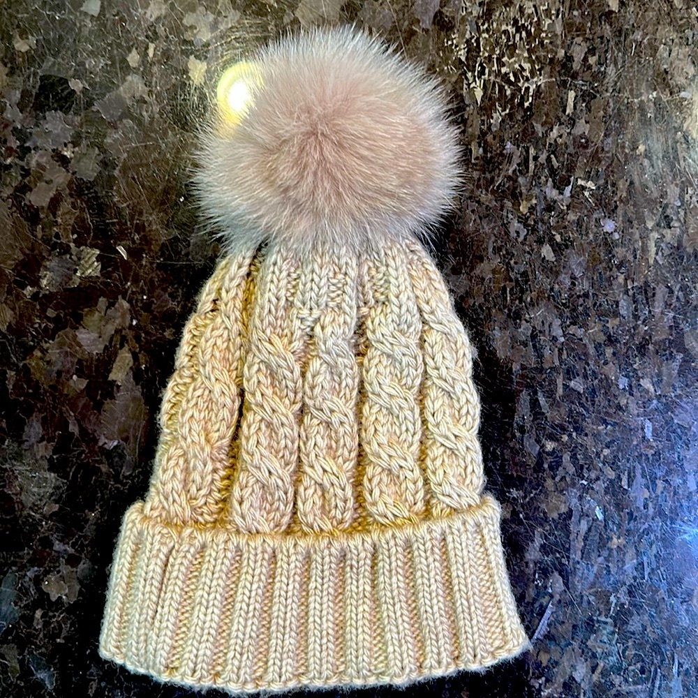 Soft knitted tan hat